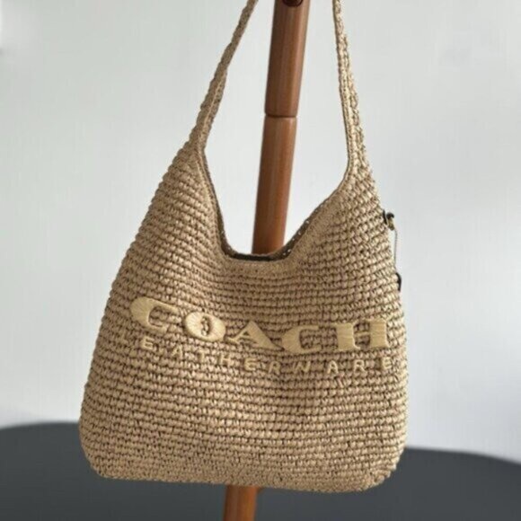Coach Woven Shoulder Bag in Tan - Picture 1 of 5